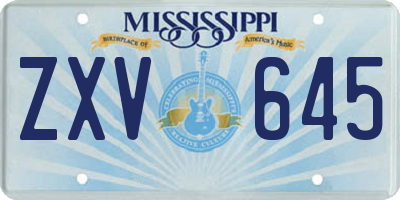 MS license plate ZXV645