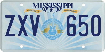 MS license plate ZXV650