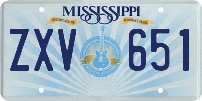 MS license plate ZXV651