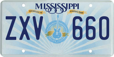MS license plate ZXV660