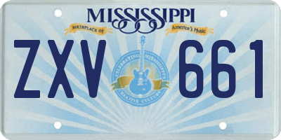 MS license plate ZXV661