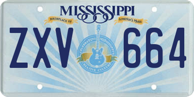 MS license plate ZXV664