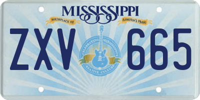 MS license plate ZXV665