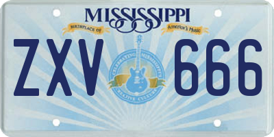 MS license plate ZXV666