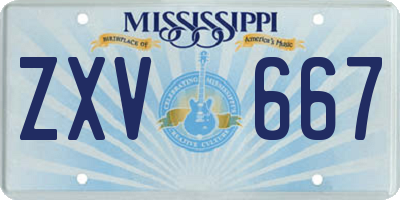 MS license plate ZXV667
