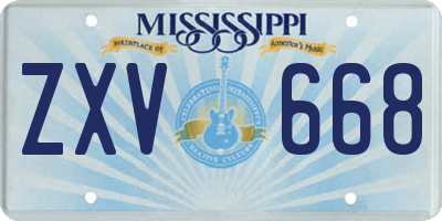 MS license plate ZXV668