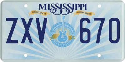 MS license plate ZXV670