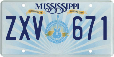 MS license plate ZXV671