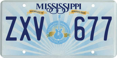 MS license plate ZXV677
