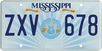 MS license plate ZXV678