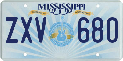 MS license plate ZXV680
