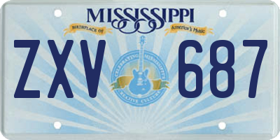 MS license plate ZXV687