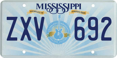 MS license plate ZXV692
