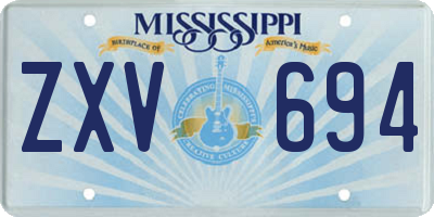 MS license plate ZXV694