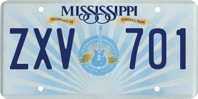 MS license plate ZXV701