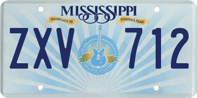 MS license plate ZXV712