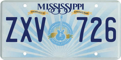 MS license plate ZXV726