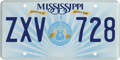 MS license plate ZXV728