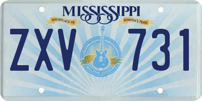 MS license plate ZXV731