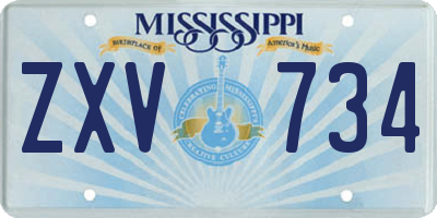 MS license plate ZXV734