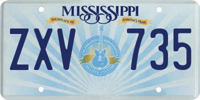 MS license plate ZXV735