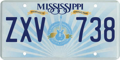 MS license plate ZXV738