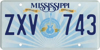 MS license plate ZXV743