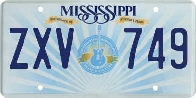 MS license plate ZXV749