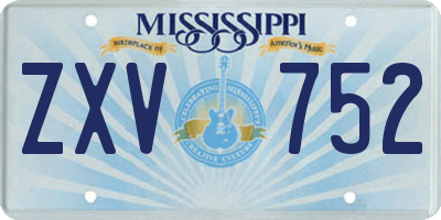 MS license plate ZXV752