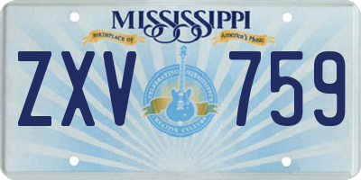 MS license plate ZXV759