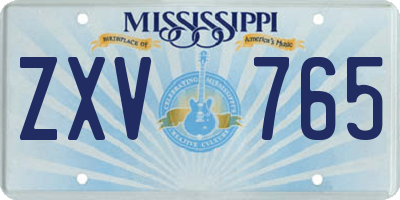 MS license plate ZXV765