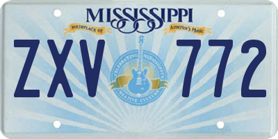 MS license plate ZXV772