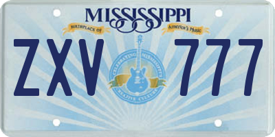 MS license plate ZXV777