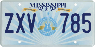 MS license plate ZXV785