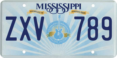 MS license plate ZXV789