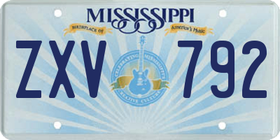 MS license plate ZXV792