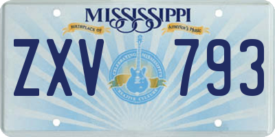 MS license plate ZXV793