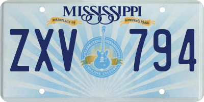 MS license plate ZXV794