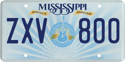 MS license plate ZXV800