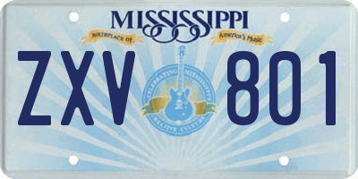 MS license plate ZXV801