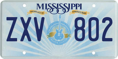 MS license plate ZXV802