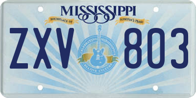 MS license plate ZXV803