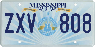 MS license plate ZXV808