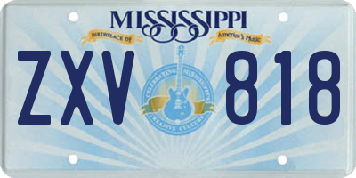 MS license plate ZXV818