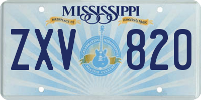 MS license plate ZXV820