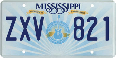 MS license plate ZXV821