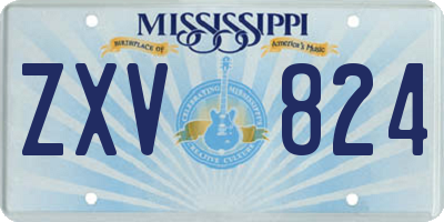 MS license plate ZXV824