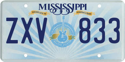 MS license plate ZXV833