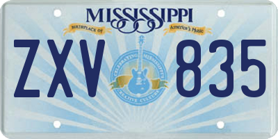 MS license plate ZXV835