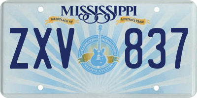 MS license plate ZXV837